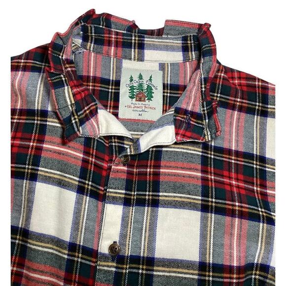 Cozy Cabin flannels plaid 100% cotton  ruffled neck long sleeve dress M - Picture 4 of 4